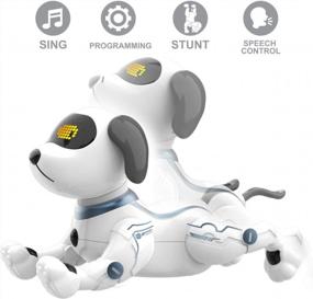 img 2 attached to 🐶 Fisca Remote Control Dog, Voice-activated RC Robotic Stunt Puppy - Handstand, Push-up, Dance, and Sound Effects - Programmable Electronic Pet for Kids Boys and Girls Ages 6-10