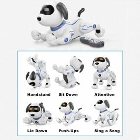 img 1 attached to 🐶 Fisca Remote Control Dog, Voice-activated RC Robotic Stunt Puppy - Handstand, Push-up, Dance, and Sound Effects - Programmable Electronic Pet for Kids Boys and Girls Ages 6-10
