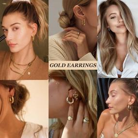 img 3 attached to 6 Pairs Gold Chunky Hoop Earrings Set For Women Hypoallergenic Thick Open Twisted Huggie Jewelry Birthday Christmas Gifts SEO