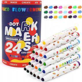 img 4 attached to Lebze Washable Markers For Kids Ages 2-4 Years, 24 Colors Toddler Markers For Coloring Books, Safe Non Toxic Art School Supplies For Boys & Girls Easy To Grip Flower Monaco
