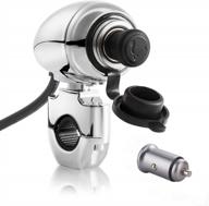 metal motorcycle cigarette lighter socket kit with usb charger and built-in lighter, 12v/24v, compatible with 0.86-0.99 inch handlebars, ideal for charging phones and gps devices while riding логотип