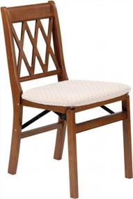 img 4 attached to Stakmore Lattice Back Folding Chair Set, Fruitwood Finish - Pack of 2