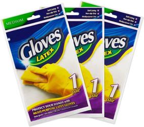 img 3 attached to SteadMax 3 Pairs Medium Yellow Cleaning Dish Gloves - Natural Rubber Latex Durable Dishwashing Gloves for Kitchen - Reusable and Professional