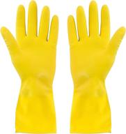 steadmax 3 pairs medium yellow cleaning dish gloves - natural rubber latex durable dishwashing gloves for kitchen - reusable and professional logo