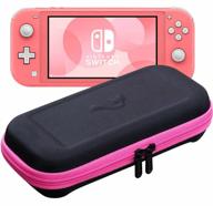 nintendo switch lite carrying case by butterfox - slim compact 19 game & 2 micro sd card holder for accessories storage (pink/black) logo