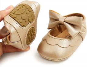 img 2 attached to LAFEGEN Нескользящие туфли Мэри Джейн на плоской подошве с бантом для маленьких девочек - модельные туфли First Walker из мягкой искусственной кожи для новорожденных, младенцев и малышей