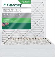 filterbuy 16x16x2 воздушный фильтр merv 8 dust defense (4 шт.), сменные гофрированные воздушные фильтры для печей переменного тока hvac (фактический размер: 15,75 x 15,75 x 1,75 дюймов) логотип