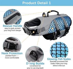 img 3 attached to Kuoser High Visibility Dog Life Jacket: Reflective Stripes, Rescue Handle, Fish Scales Swimwear - Ultimate Safety for Pool Beach Adventures!