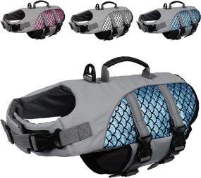 img 4 attached to Kuoser High Visibility Dog Life Jacket: Reflective Stripes, Rescue Handle, Fish Scales Swimwear - Ultimate Safety for Pool Beach Adventures!