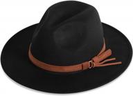 stylish and chic: verabella women's wide brim fedora hat with belt buckle logo
