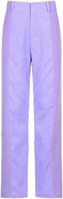 img 1 attached to Женские бархатные широкие брюки Y2K с высокой талией - повседневные свободные мешковатые прямые палаццо с эластичной резинкой на талии осень-зима