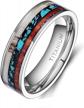 titanium wedding band with inlaid turquoise wood and deer antlers in 6mm and 8mm sizes by tigrade logo