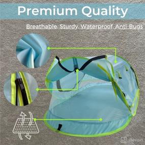 img 1 attached to 🏖️ Wonder Space Baby Beach Tent: Portable Pop Up Travel Bed with UPF 50+ Sun Shade & Mosquito Protection, Foldable Pad Mat, Carry Bag, and Pegs - Easy Assembly in Blue