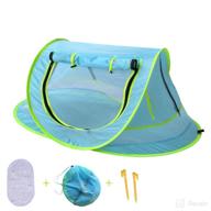 🏖️ wonder space baby beach tent: portable pop up travel bed with upf 50+ sun shade & mosquito protection, foldable pad mat, carry bag, and pegs - easy assembly in blue логотип