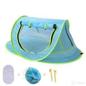 img 4 attached to 🏖️ Wonder Space Baby Beach Tent: Portable Pop Up Travel Bed with UPF 50+ Sun Shade & Mosquito Protection, Foldable Pad Mat, Carry Bag, and Pegs - Easy Assembly in Blue