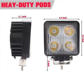 img 3 attached to 2-Pack Chelhead 4-Inch Square LED Pod Lights With Wiring Harness - 28W Spot Flood Combo Beam For A-Pillar, Bumper, And Roof Mounting. Compatible With Jeeps, Trucks, And Tractors.