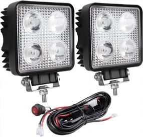 img 4 attached to 2-Pack Chelhead 4-Inch Square LED Pod Lights With Wiring Harness - 28W Spot Flood Combo Beam For A-Pillar, Bumper, And Roof Mounting. Compatible With Jeeps, Trucks, And Tractors.