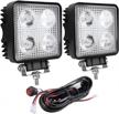 2-pack chelhead 4-inch square led pod lights with wiring harness - 28w spot flood combo beam for a-pillar, bumper, and roof mounting. compatible with jeeps, trucks, and tractors. logo