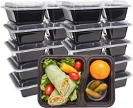 durahome 28oz round meal prep containers - pack of 10 bpa-free black plastic containers with 2 compartments and microwaveable lids for easy food storage logo