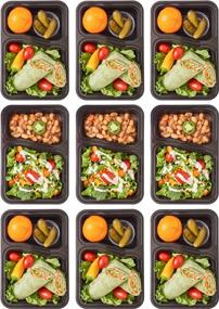 img 3 attached to DuraHome 28Oz Round Meal Prep Containers - Pack Of 10 BPA-Free Black Plastic Containers With 2 Compartments And Microwaveable Lids For Easy Food Storage