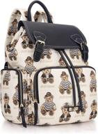 👜 stylish cream diaper bag backpack with stroller hooks by pipi bear - jacquard multi-function baby bag for mom and dad logo