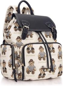 img 4 attached to 👜 Stylish Cream Diaper Bag Backpack with Stroller Hooks by Pipi Bear - Jacquard Multi-function Baby Bag for Mom and Dad