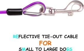 img 1 attached to Durable and Versatile Tie Out Cable for Dogs - Galvanized Steel Wire Pet Leash with PVC Coating for Yard, Camping, Running, Park, and Outside Activities - Suitable for Pets Up to 100lbs - 10ft Purple