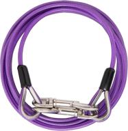 durable and versatile tie out cable for dogs - galvanized steel wire pet leash with pvc coating for yard, camping, running, park, and outside activities - suitable for pets up to 100lbs - 10ft purple logo