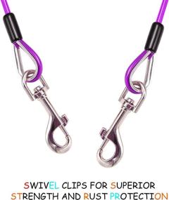 img 2 attached to Durable and Versatile Tie Out Cable for Dogs - Galvanized Steel Wire Pet Leash with PVC Coating for Yard, Camping, Running, Park, and Outside Activities - Suitable for Pets Up to 100lbs - 10ft Purple