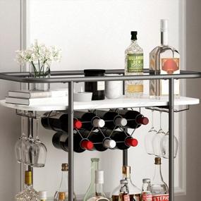 img 3 attached to Benoss 2-Tier Bar Cart W/ Wheels, Glass Holder & Wine Rack - Mobile Serving Trolley For Home Kitchen Parties!