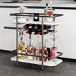 benoss 2-tier bar cart w/ wheels, glass holder & wine rack - mobile serving trolley for home kitchen parties! logo