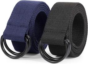 img 4 attached to Black Canvas JASGOOD Webbing Buckle Men's Accessories in Belts