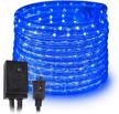 west ivory 10ft led rope lights w/ 8 modes flickering fading, outdoor waterproof flexible connectable clear pvc tube, etl certified, accent holiday christmas tree decorative backyard - blue logo