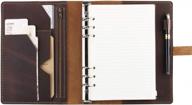 винтажный коричневый кожаный журнал с карманами и папкой на 6 колец - многоразовая записная книжка формата а5 для путешествий и планирования - идеальный подарок для писателей и любителей вести журналы логотип