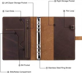 img 2 attached to Vintage Brown Leather Journal With Pockets And 6 Ring Binder - Refillable A5 Writing Notebook For Travel And Planning - Perfect Gift For Writers And Journaling Enthusiasts