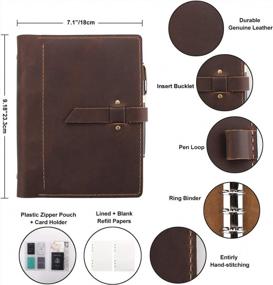 img 3 attached to Vintage Brown Leather Journal With Pockets And 6 Ring Binder - Refillable A5 Writing Notebook For Travel And Planning - Perfect Gift For Writers And Journaling Enthusiasts