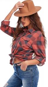 img 3 attached to Women'S Plaid Flannel Button Down Shirt - Casual Cuffed Long Sleeve Boyfriend Top