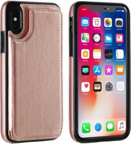 img 3 attached to Stylish And Practical Rose Gold Wallet Case For IPhone Xs/X With Card Holder And Kickstand