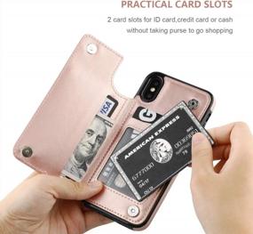 img 2 attached to Stylish And Practical Rose Gold Wallet Case For IPhone Xs/X With Card Holder And Kickstand