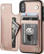stylish and practical rose gold wallet case for iphone xs/x with card holder and kickstand logo