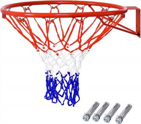 img 4 attached to Замена баскетбольной сетки Goplus, 18-дюймовое портативное баскетбольное кольцо, настенная дверь, установленная в помещении, на открытом воздухе, висит снаружи
