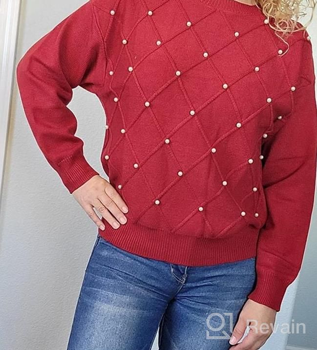 img 1 attached to Fashionable Women'S Long Sleeve Ribbed Knit Pearl Sweater Pullover By Miessial review by Rick Turner