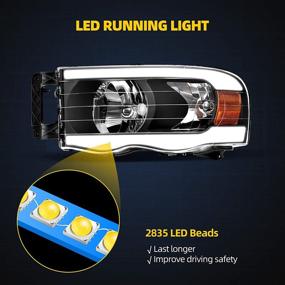 img 1 attached to 🚙 Dodge Ram 1500/2500/3500 Headlights Assembly 02-05 with Switchback LED Tube DRL Headlamps Pair