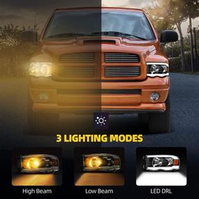 img 2 attached to 🚙 Dodge Ram 1500/2500/3500 Headlights Assembly 02-05 with Switchback LED Tube DRL Headlamps Pair