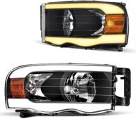 🚙 dodge ram 1500/2500/3500 headlights assembly 02-05 with switchback led tube drl headlamps pair логотип