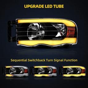 img 3 attached to 🚙 Dodge Ram 1500/2500/3500 Headlights Assembly 02-05 with Switchback LED Tube DRL Headlamps Pair