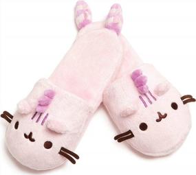 img 1 attached to Pusheenosaurus Plush Cotton Candy Slippers By GUND: Cute And Comfy Pink Footwear For All Sizes