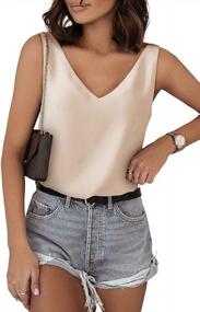 img 4 attached to Sleek & Stylish Women'S Silk Tank Tops - V-Neck Satin Sleeveless Blouse For Summer, Basic Camisole Shirts In Various Sizes (S-XXL)