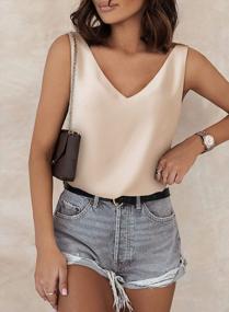img 3 attached to Sleek & Stylish Women'S Silk Tank Tops - V-Neck Satin Sleeveless Blouse For Summer, Basic Camisole Shirts In Various Sizes (S-XXL)