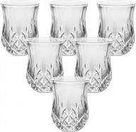 enindel 3021.05 carved patterns shot glasses, 1.5 oz, set of 6, clear, jy005 logo